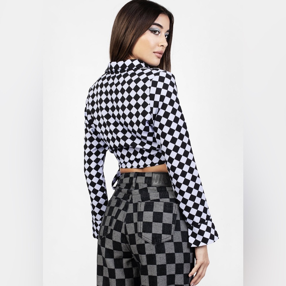 Disturbia Discordia Collared Wrap Top US 4 / UK 8 - Picture 2 of 10